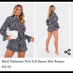Black Dalmatian Print Romper